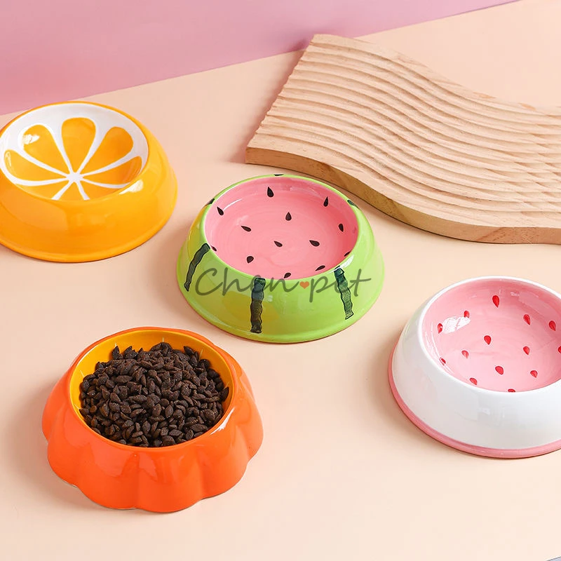 4 милых дизайна керамическая миска для домашних животных в форме арбуза и клубники, миска для кошачьего корма, миска для маленьких собак, поставщики красочной воды