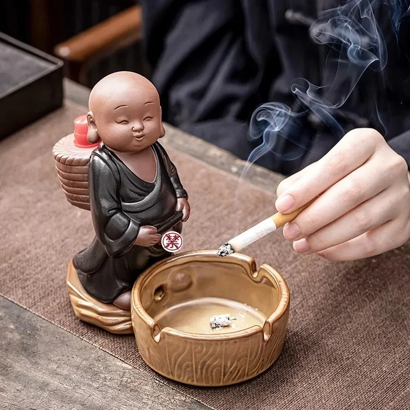Креативные и модные украшения для чайного столика в гостиной с защитой от уноса золы и дыма, маленькая пепельница monk со вкусом дыма