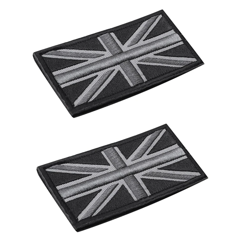 2X Модный значок с эмблемой флага Великобритании Union Jack, наклейка сзади, 10 см X 5 см, новая, (черный/серый)
