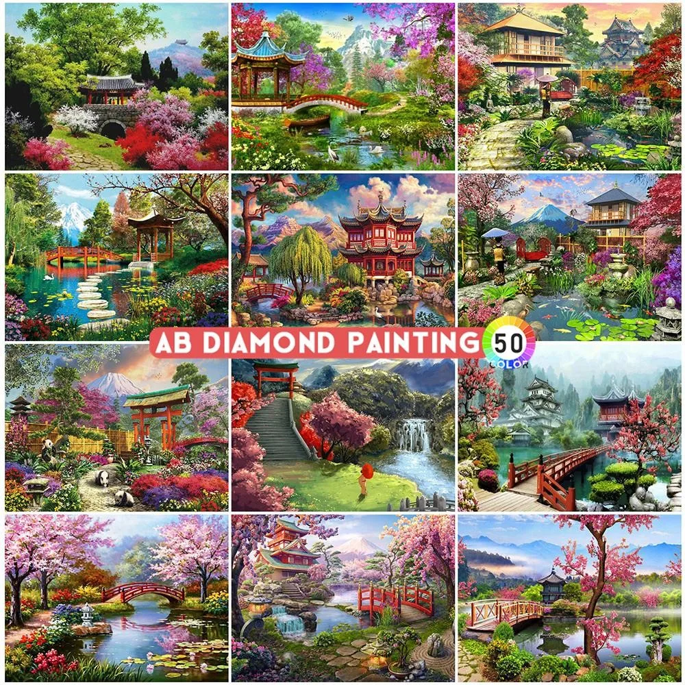 AB Diamond Painting 5D Garden Scenic, вышивка домиком, мозаика, стразы, наборы для вышивки крестом, декор, полная дрель, наклейки на стену своими руками