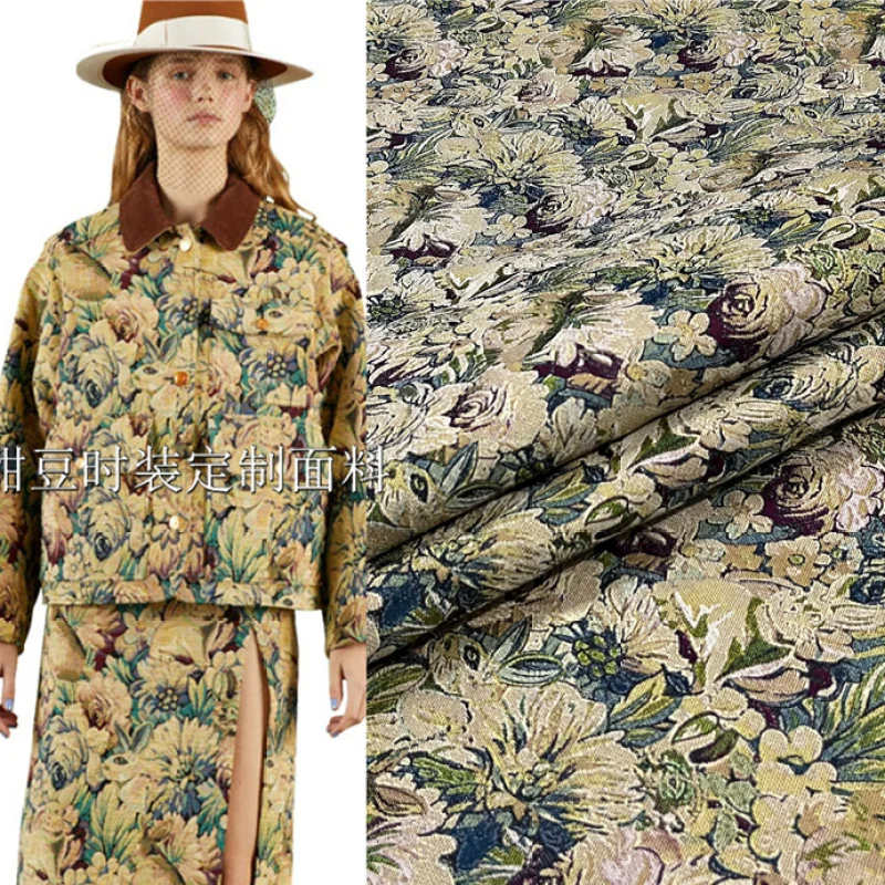 Окрашенная пряжей Жаккардовая парча Ткань Европейские модные платья Куртки-ветровки Дизайнеры одежды для самостоятельного шитья Материал Ткань