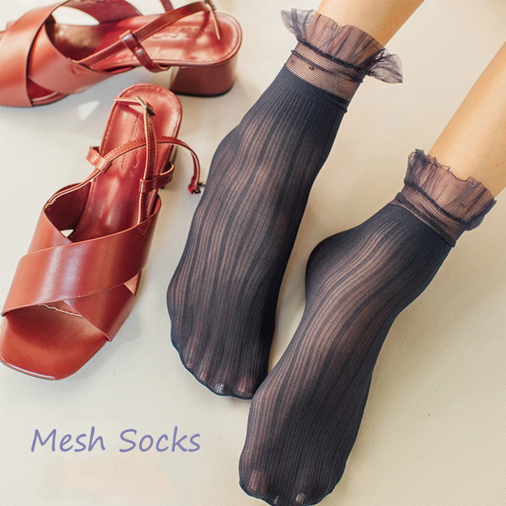 Женские носки, 1 пара, 2020 Летние Новые Модные Носки, Однотонные женские Мягкие Милые Длинные Носки для женщин, Сетчатые Тонкие носки