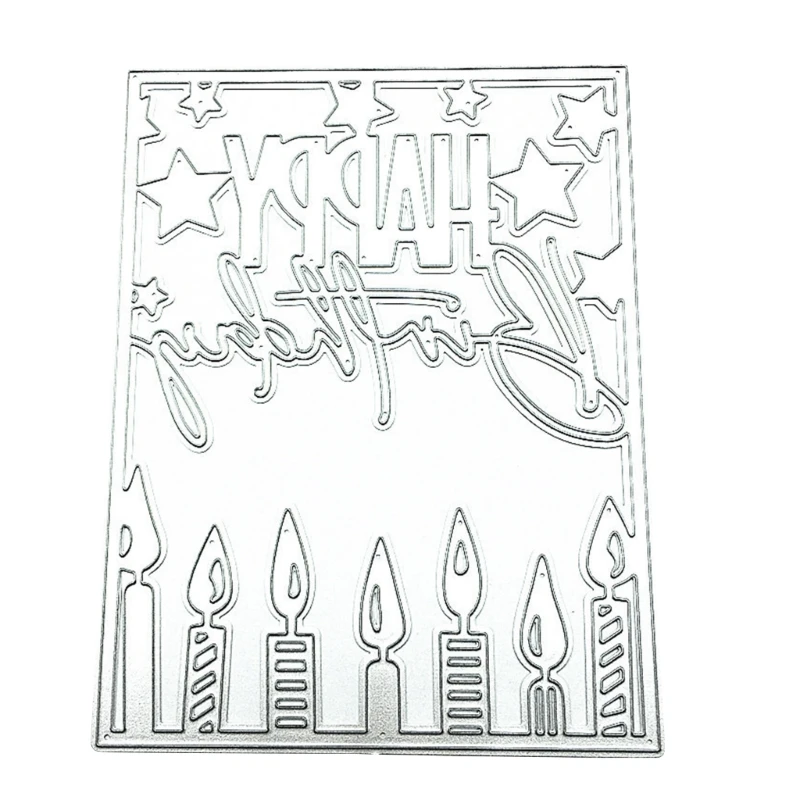 Металлические штампы для тиснения свечей на день рождения, трафареты для вырезания открыток
