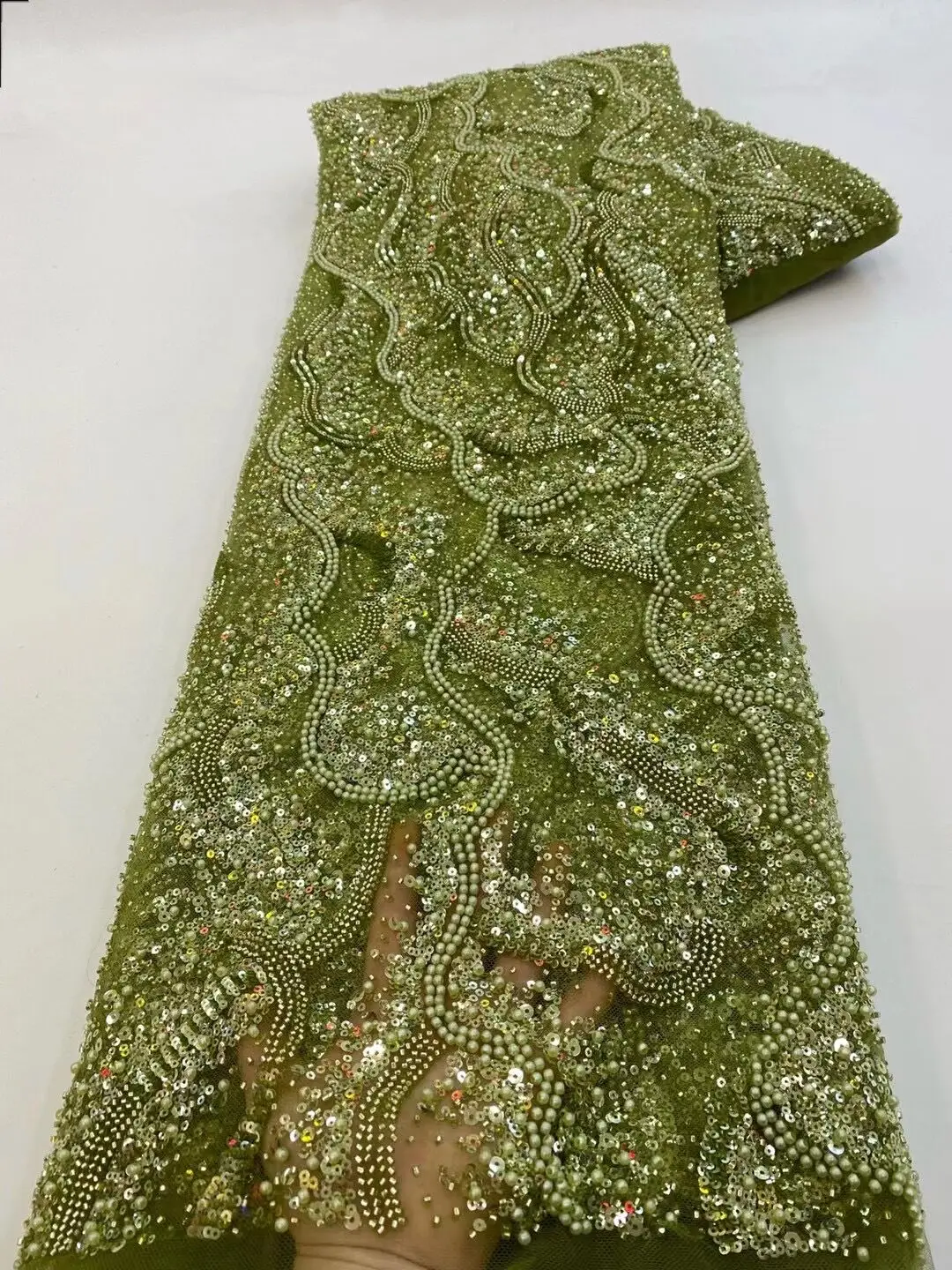 Новые Блестки бисер Кружевная Ткань Вышивка Французский Тюль Кружевная Ткань S-13023510 Высококачественное Нигерийское Свадебное Платье Африканское Кружево