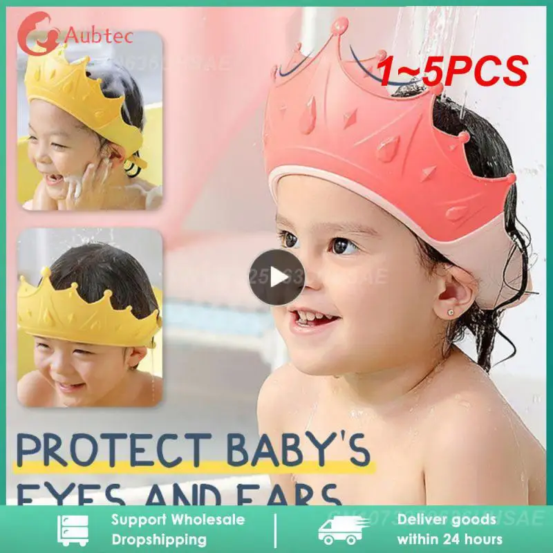 1-5 шт. шапочка для душа с регулируемой короной, шампунь для мытья волос, защита ушей, безопасная насадка для душа для детей