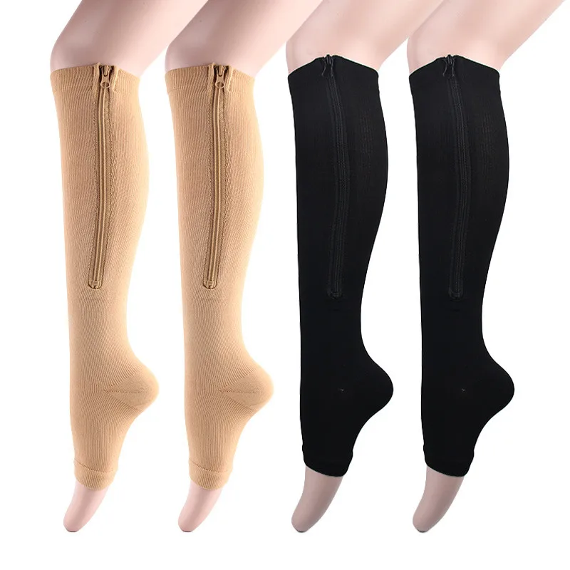 Компрессионные чулки Спортивные Длинные велосипедные носки на молнии Профессиональная поддержка ног Толстые женские носки при варикозном расширении вен