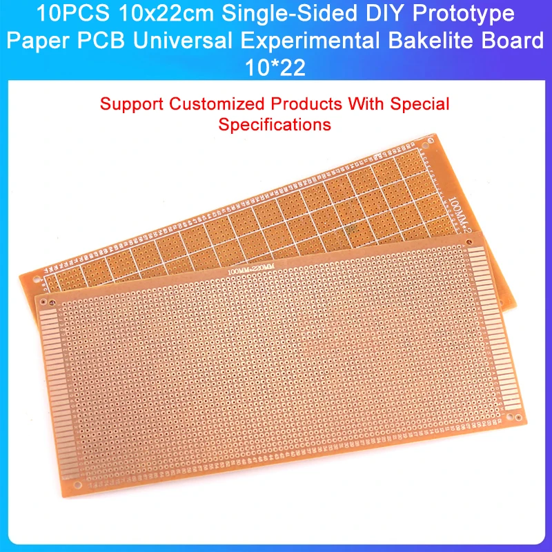 10ШТ 10x22 см Односторонний бумажный прототип DIY PCB Универсальная экспериментальная бакелитовая доска 10*22