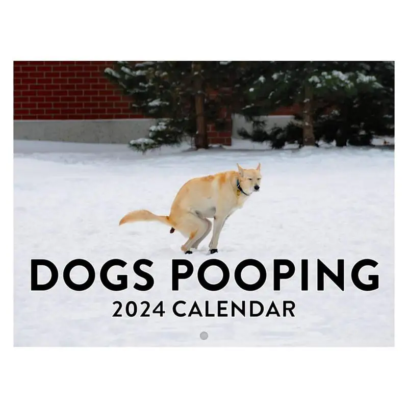 Календарь какашек собак на 2024 2024 год, Милые Какающие Щенки, Ежемесячный Художественный Настенный Календарь, Красочный Настенный календарь на 12 месяцев, Забавная собака