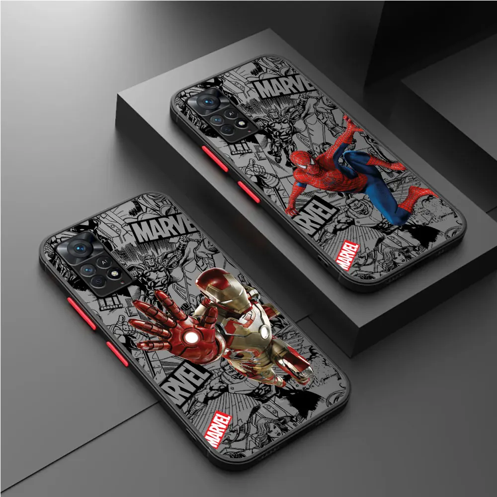 Чехол для Xiaomi Redmi Note 8 Pro 7 9S 11 Pro 10 Pro 9 12 11T 10S 11S 12S 8T 12 Жесткий ПК Матовый Marvel Spider Man Железный Человек Чехол