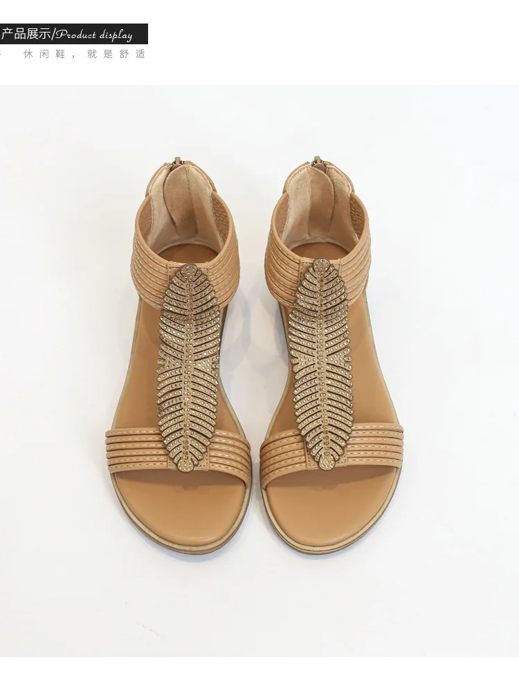 Богемные Римские сандалии 2023, Летние Женские туфли на плоской удобной мягкой подошве на среднем каблуке большого размера 36-42 1477-5