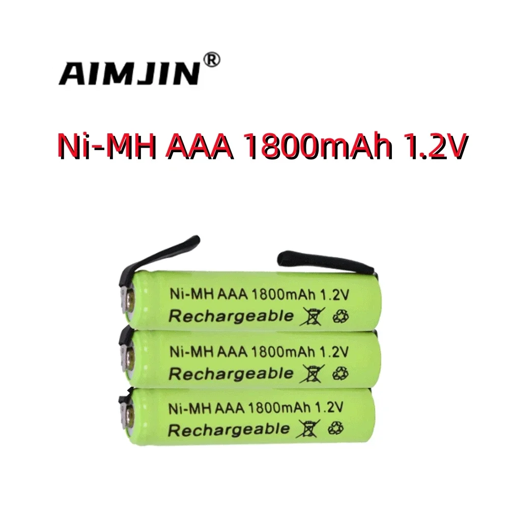 Аккумуляторная батарея AAA 1800mAh 1.2V Ni-MH с Припоем, для Электробритвы, Бритвы, Зубной щетки