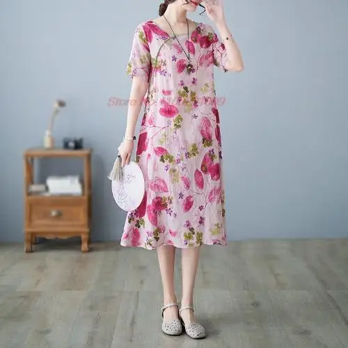 2024 китайское улучшенное платье ципао винтажный цветочный принт хлопок белье восточный чонсам улучшенное длинное платье в народном стиле ципао