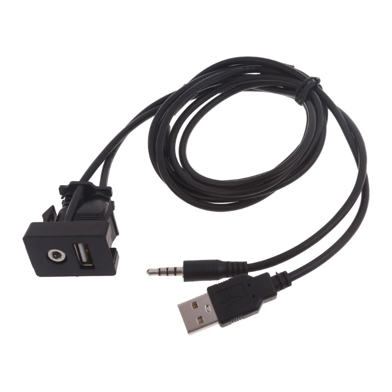 QX2B Универсальный USB + удлинительный кабель 3,5 мм, кабель для скрытого монтажа USB AUX, высокоскоростная передача данных и водостойкий разъем