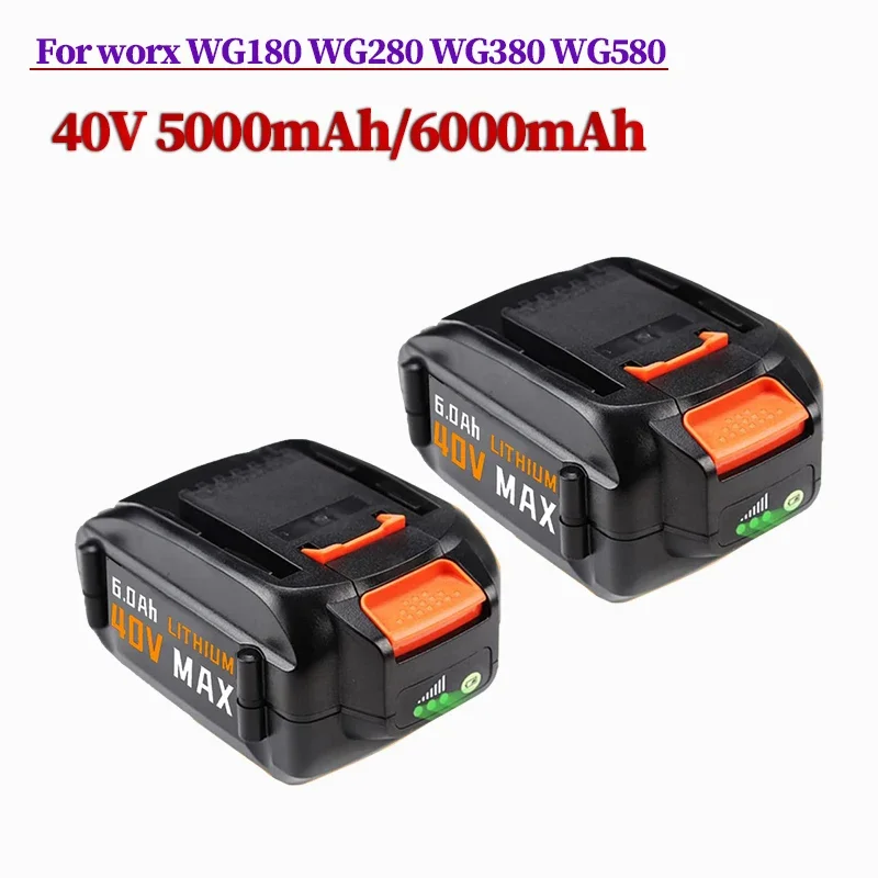 40 В 4.0/5.0/6.0 Литиевая батарея емкостью Ач для садовой газонокосилки Worx WG180 WG280 WG380 WG580 40 В