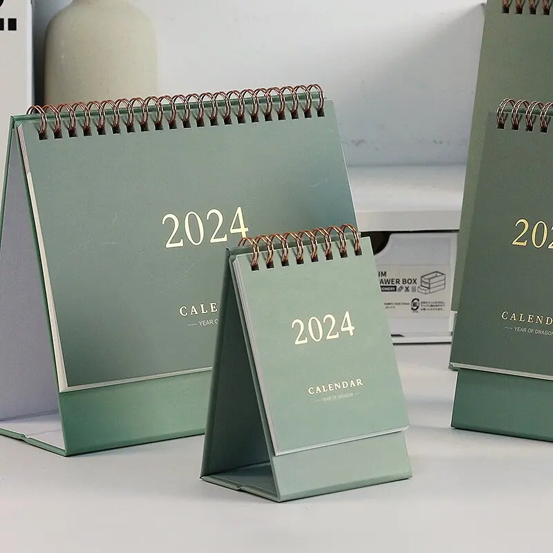 Английский календарь на 2024 год позолоченный настольный календарь из воловьей кожи маленький свежий настольный блокнот календарь ежемесячный календарь памятка блокнот