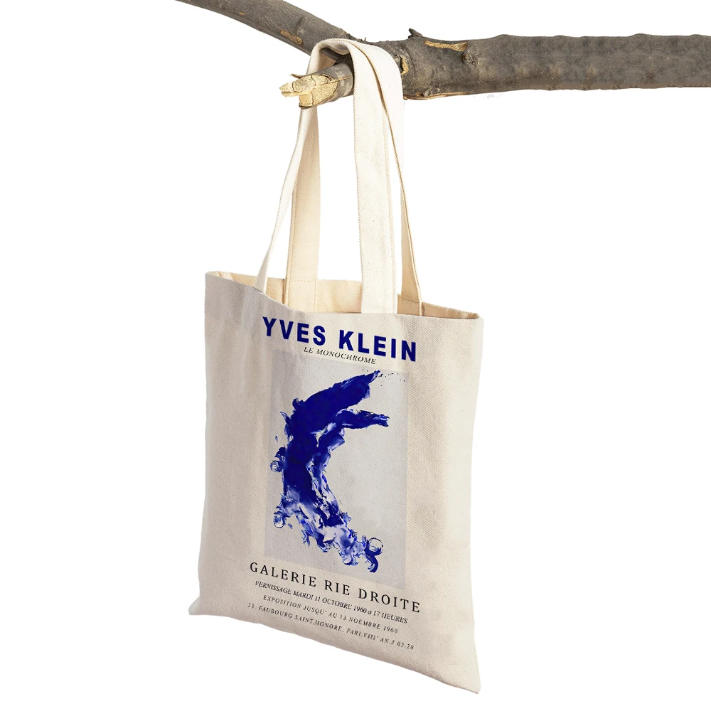 Абстрактные женские сумки для покупок Yves Klein Blue с двойным принтом, эко-повседневная сумка для покупок в скандинавском стиле, женская холщовая сумка-тоут, многоразовая дорожная сумка