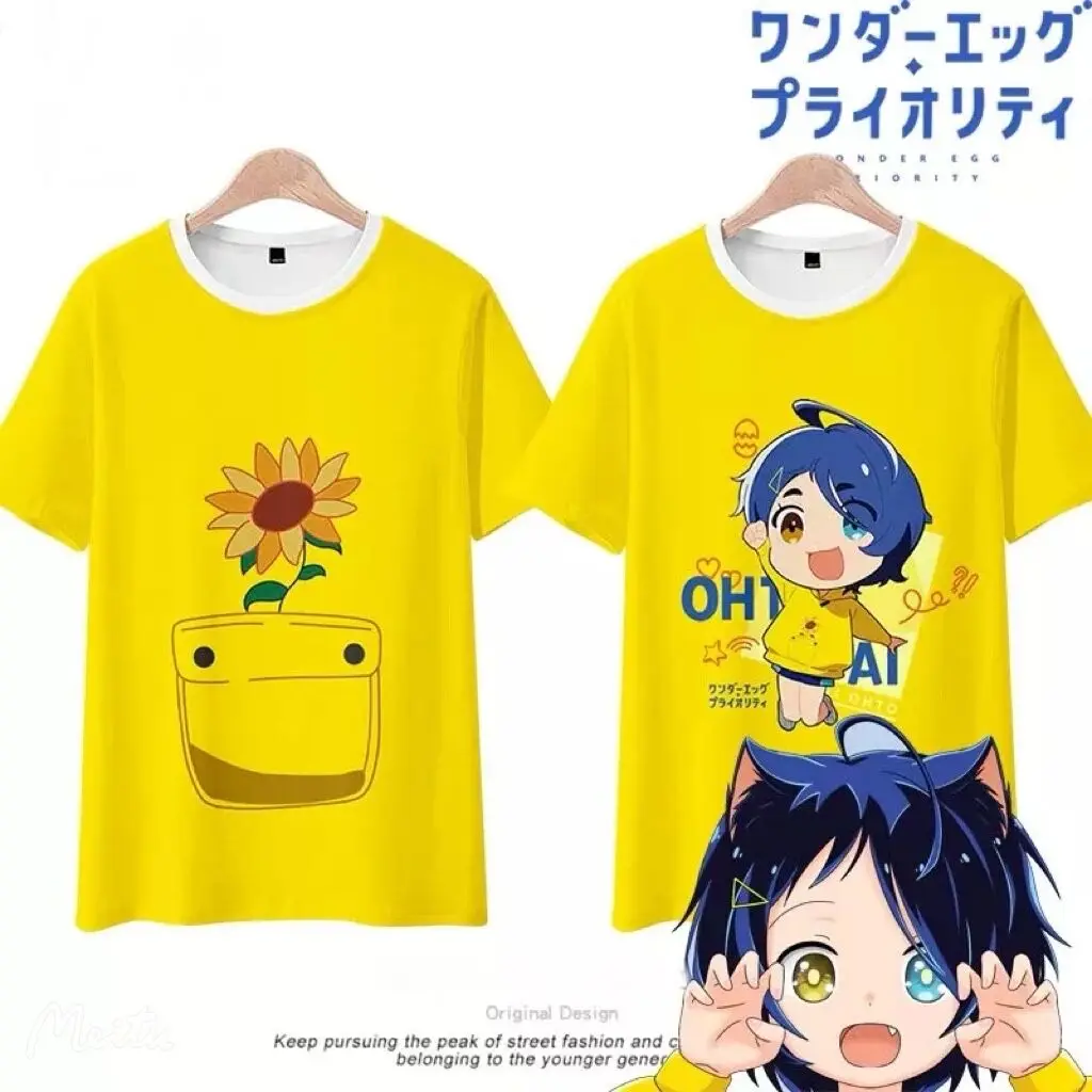 Милая футболка с принтом Wonder Egg Priority Ai, летняя мода, круглый вырез, короткий рукав, популярная уличная одежда из японского аниме, большие размеры