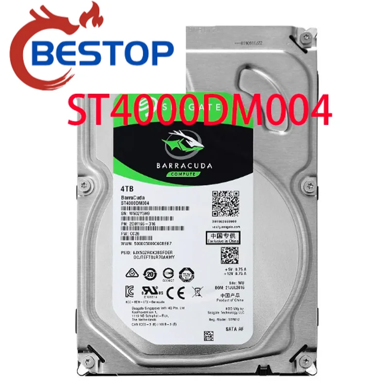 100% ST4000DM004 Skr002 Серебристый 4 Тб Жесткий диск 5400 об/мин 3,5 дюйма 256 МБ Кэш-памяти 6 ГБ / с Внутренний Жесткий диск SSD / HDD