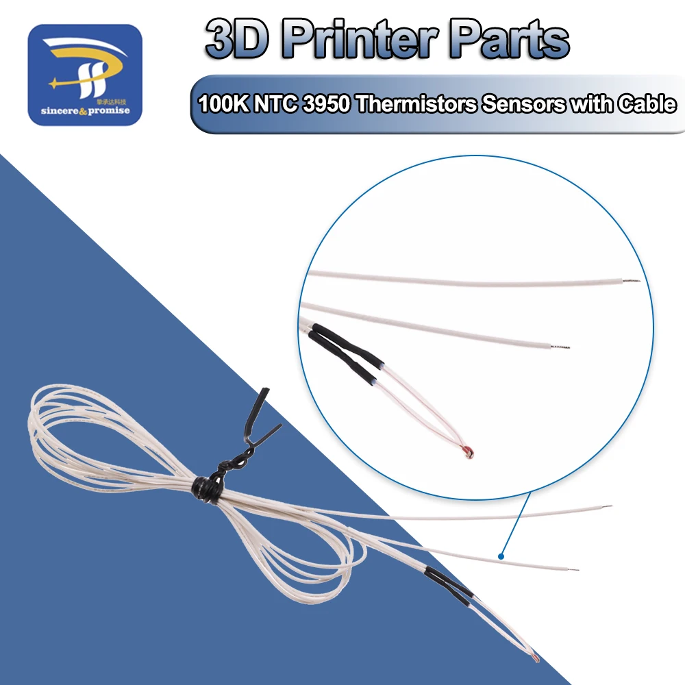 5шт 3D Pringter 100K ohm NTC 3950 Термисторы Датчики с Кабелем 3D Принтеры Запчасти Для Reprap Mend Part Температурные Аксессуары