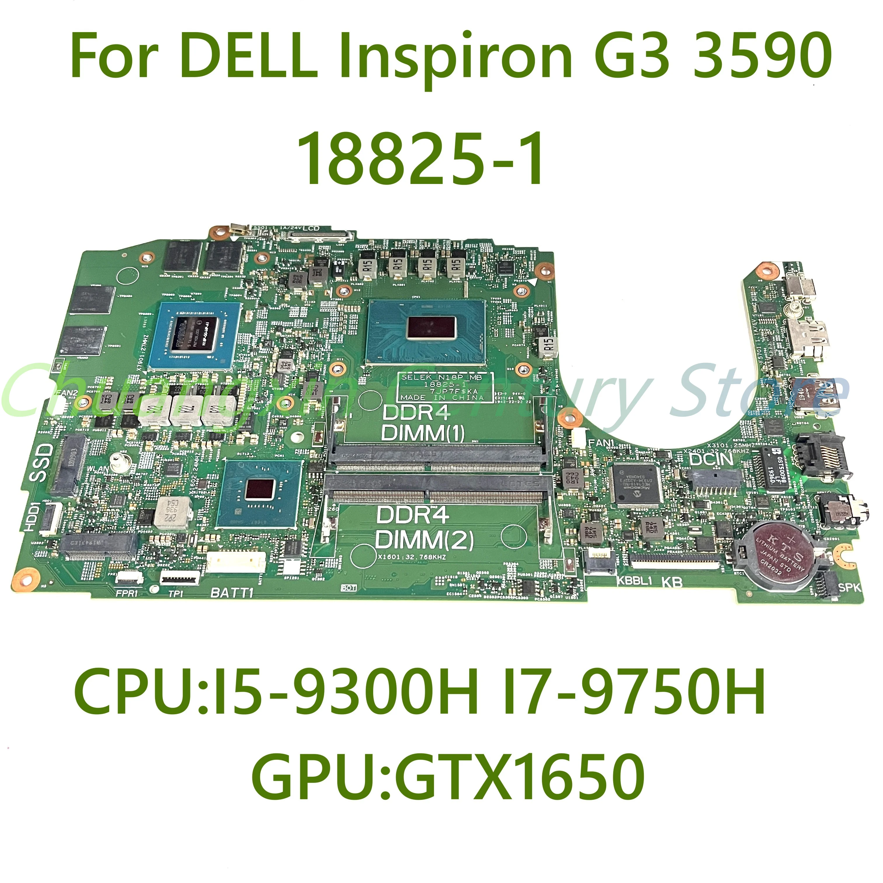 Для DELL Inspiron G3 3590 материнская плата ноутбука 18825-1 с процессором I5-9300H I7-9750H GPU GTX1650 DDR4 100% Протестирована, Полностью Работает