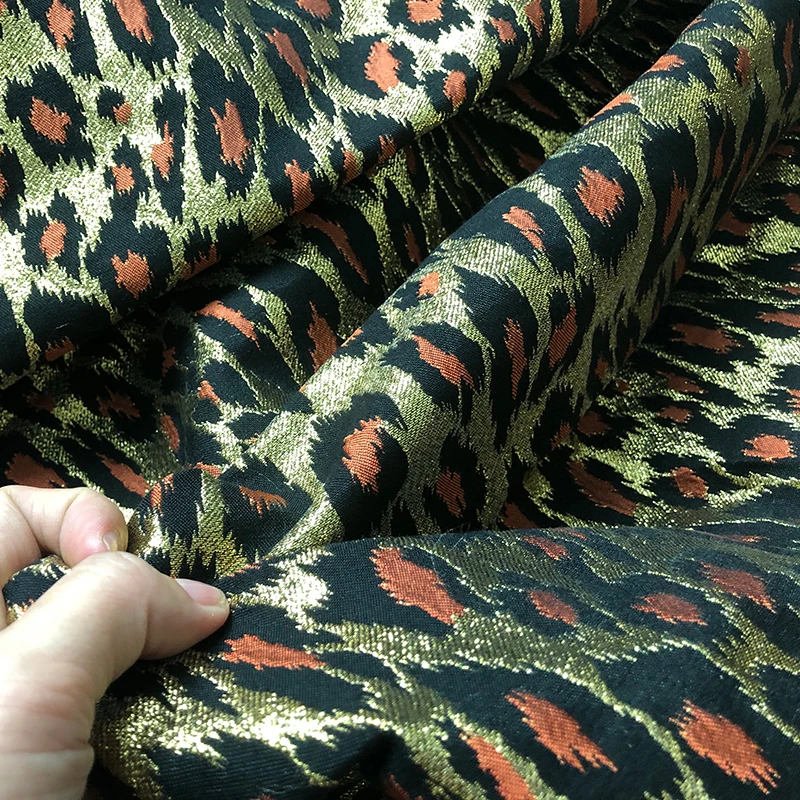 Модная жаккардовая ткань с леопардовым принтом, окрашенная в пряжу, для женских платьев, пальто, ткань для шитья своими руками