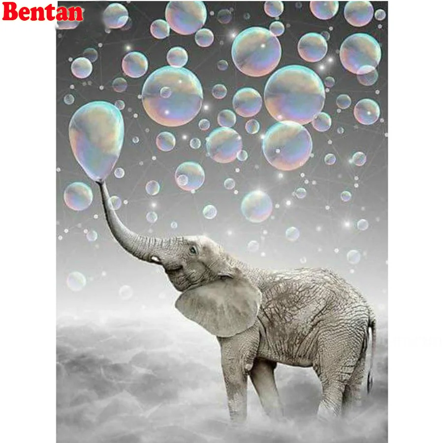 Африканский слон животное пузырь Настенное Искусство diy 5D алмазная Живопись наборы Полный Квадрат Круглые Стразы Алмазная вышивка Мозаика искусство