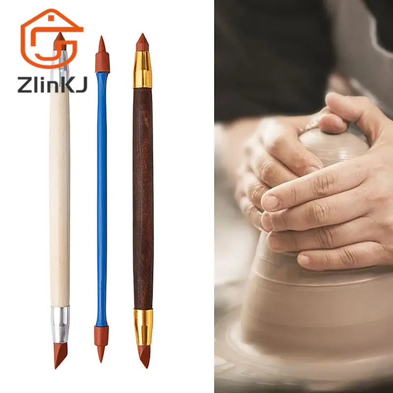 3 шт. Силиконовая резиновая ручка для придания формы с двойной головкой, Инструменты для лепки из глины, Инструмент для лепки керамики, Инструмент для лепки керамики