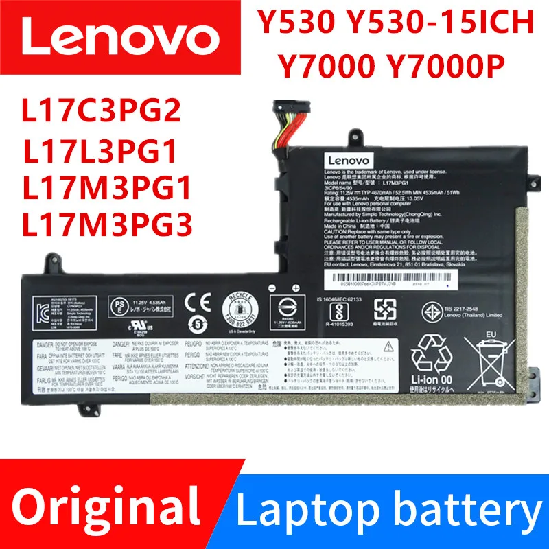 Новый оригинальный аккумулятор для ноутбука Y7000 Y7000P Y530 Y530-15ICH battery 2018/2019 L17M3PG1 L17M3PG3 L17C3PG2 L17L3PG1