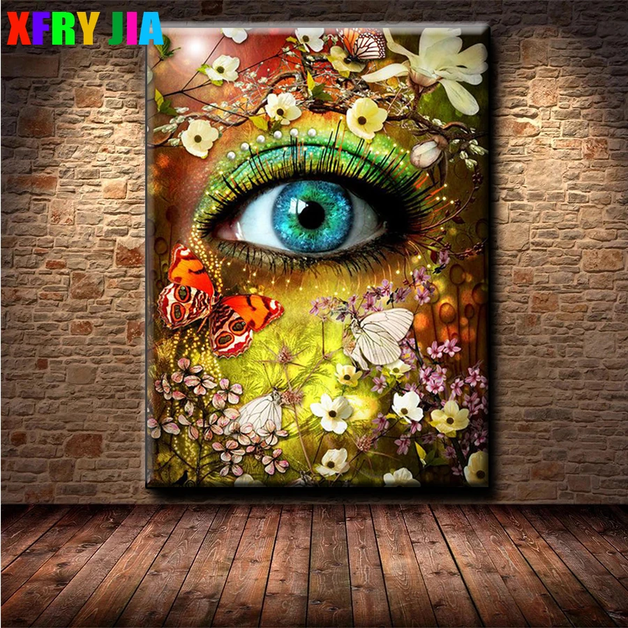 Алмазная мозаика Абстрактные Красочные глаза Бабочка Цветок Алмазная живопись Вышивка крестом Вышивка Рукоделие Настенное искусство