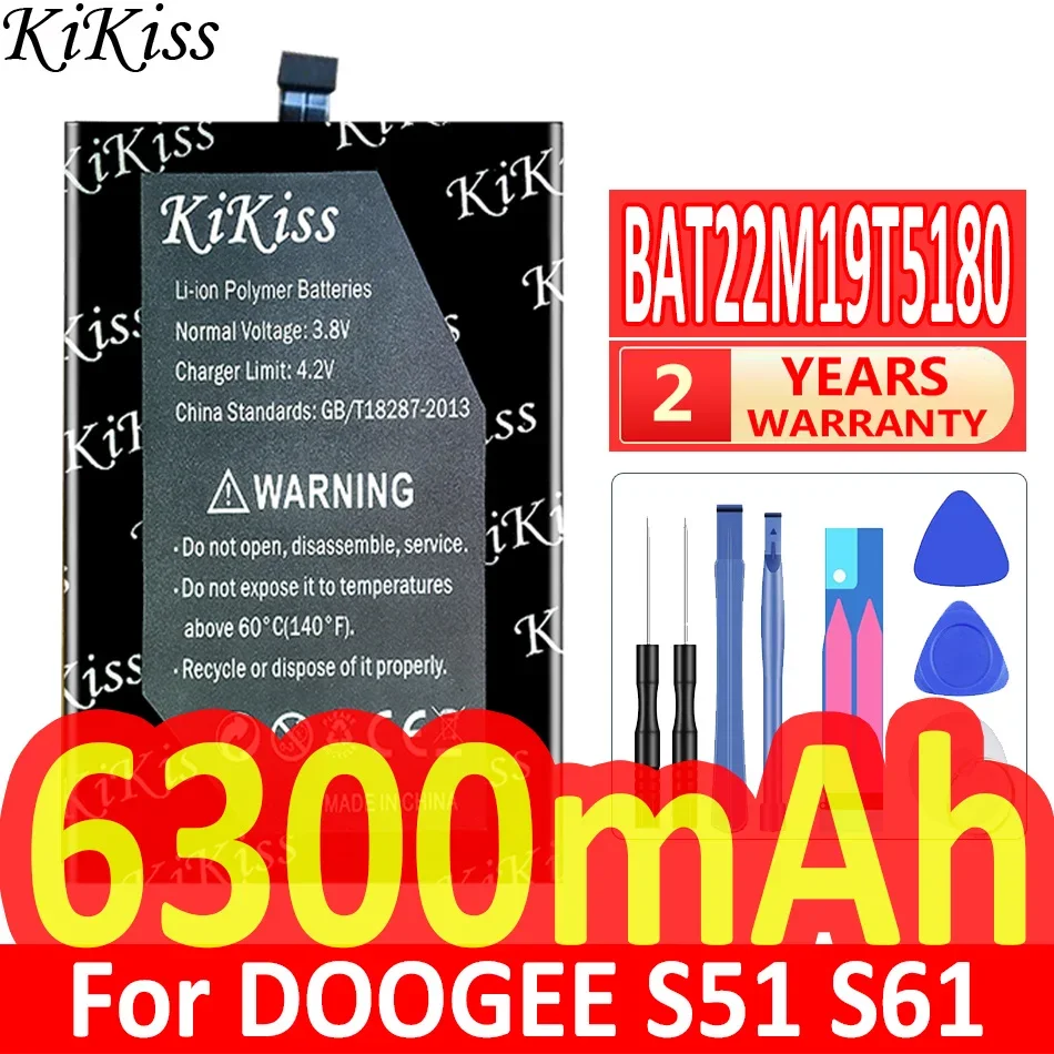 6300 мАч KiKiss Мощный Аккумулятор BAT22M19T5180 (S51 S61) Для Аккумуляторов Мобильных Телефонов DOOGEE S51 S61