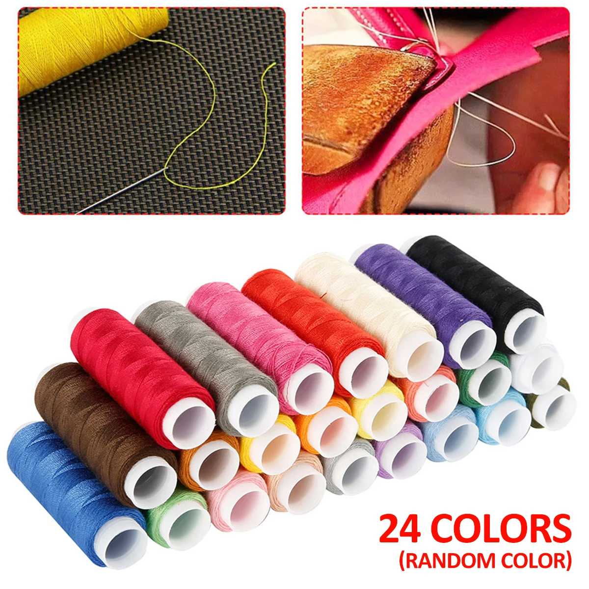 Упаковка из 24 штук, Набор швейных ниток для ручной вышивки, Цветная полиэфирная нить, многоцелевое ручное машинное шитье.