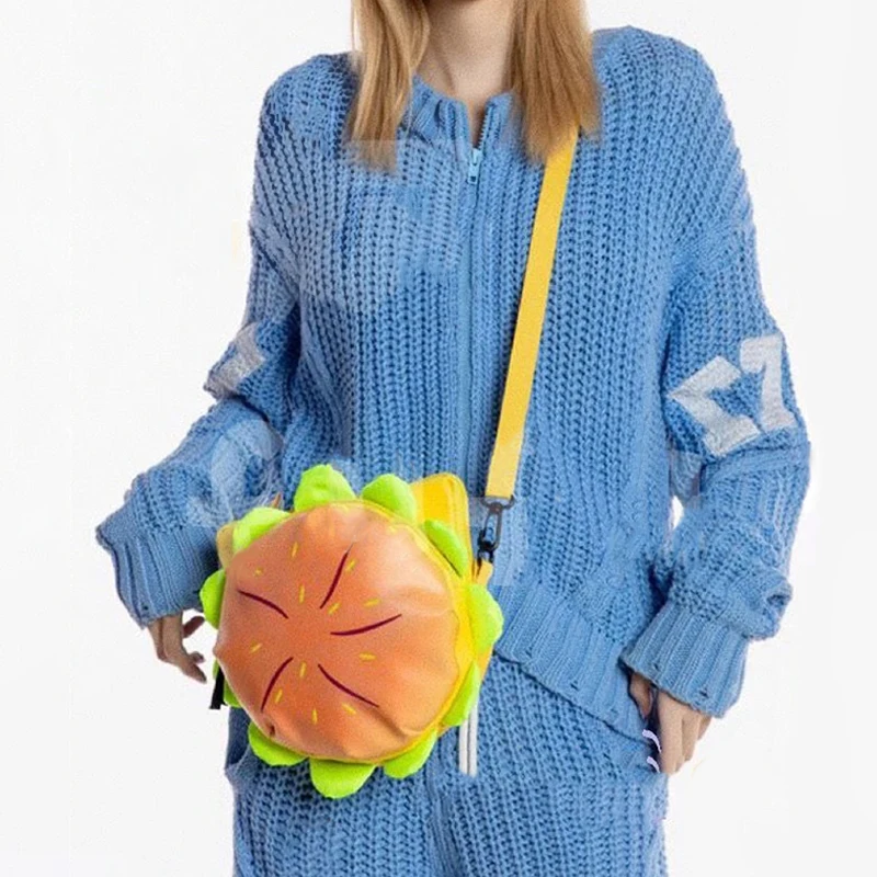 Модная сумка через плечо с милым мультяшным гамбургером, женская сумка из искусственной кожи для креативных девушек, водонепроницаемая сумка-мессенджер, кошелек