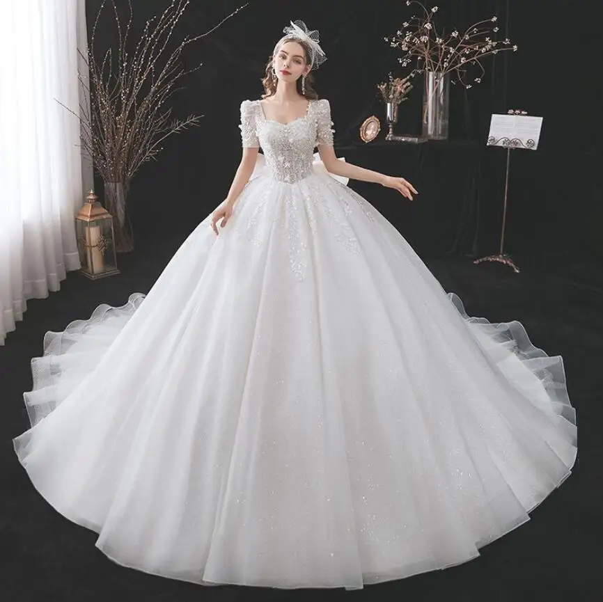 4028 2014 Свадебные платья Princess Sweetheart с коротким рукавом, пышные винтажные бальные платья, свадебные платья