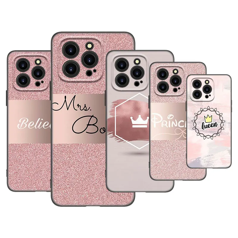 Розово-розовый Чехол Для Телефона Princess Queen Для Apple iPhone 13 12 Mini 11 Pro XS Max X XR 8 7 6S 6 Plus SE 2020 5S 5 Мягкий Черный Чехол