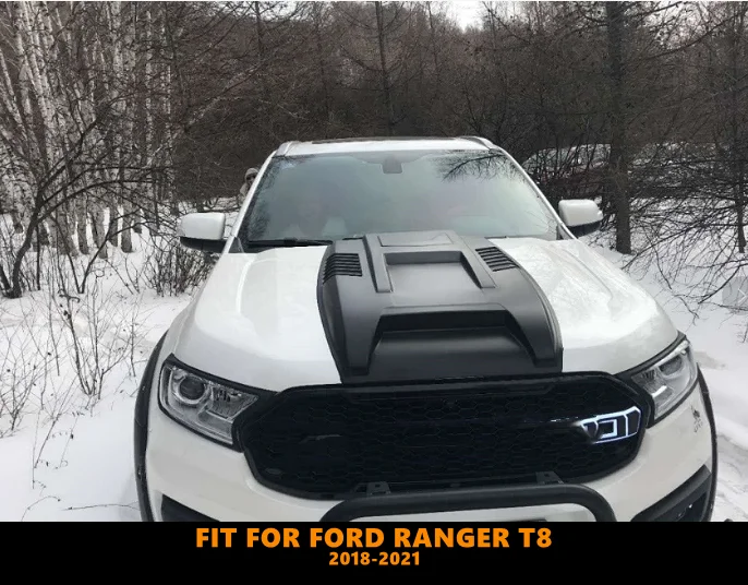 ABS Черный капот, накладка на капот, передняя крышка автомобиля, семь стилей, подходящих для Ford Ranger T8 2018-2021