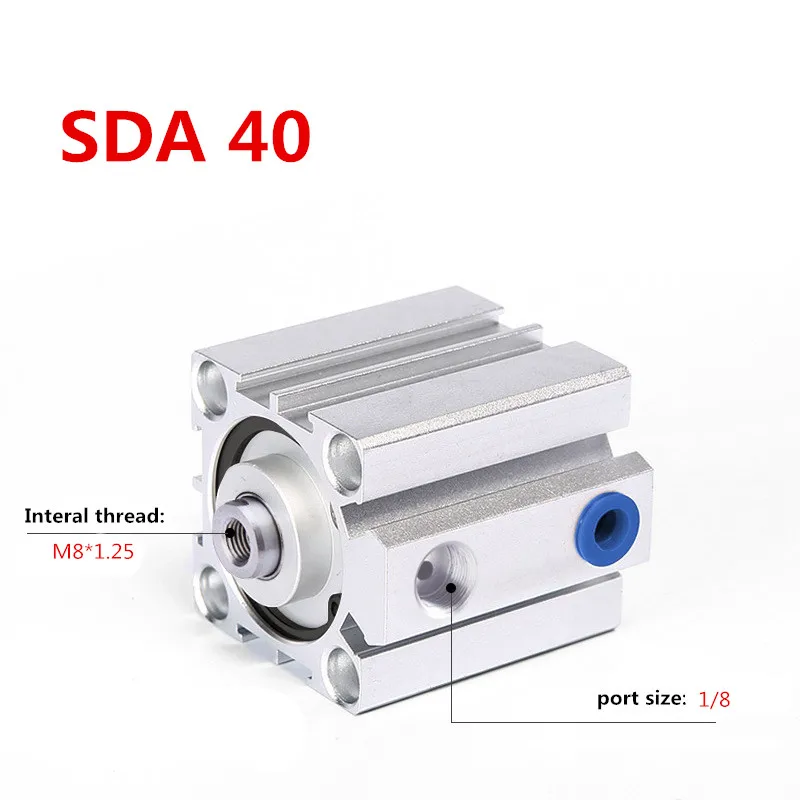 Бесплатная доставка SDA40 серии от 5 мм до 100 мм Стандартный тонкий цилиндр Корпус из алюминиевого сплава Компактный пневматический цилиндр