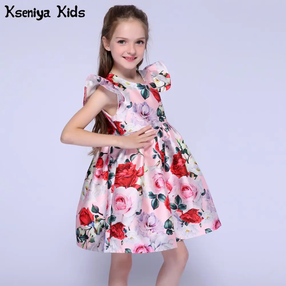 Kseniya Kids Летняя одежда для маленьких девочек Платье для девочек с розовыми лепестками для девочек Вечерние платья для свадеб Детские платья из органзы