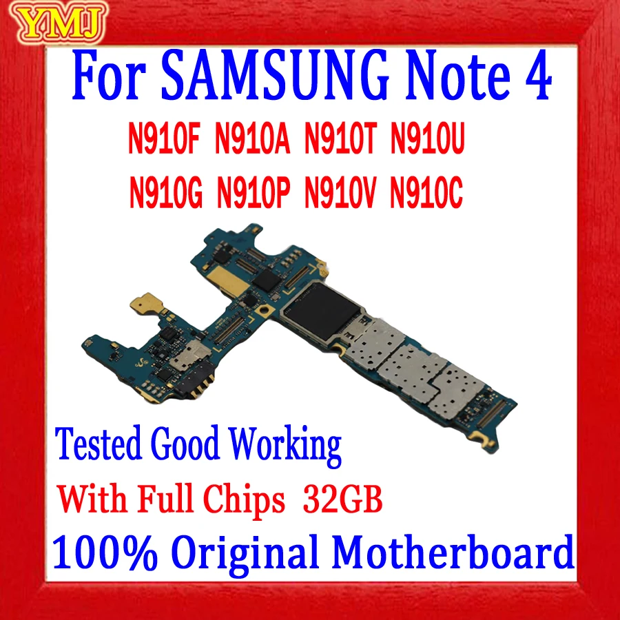 32 ГБ Материнская Плата Для Samsung Galaxy Note 4 N910F N910A N910U N910G Материнская Плата 100% Протестирована Рабочая Логическая Плата Оригинальная Пластина Разблокировки