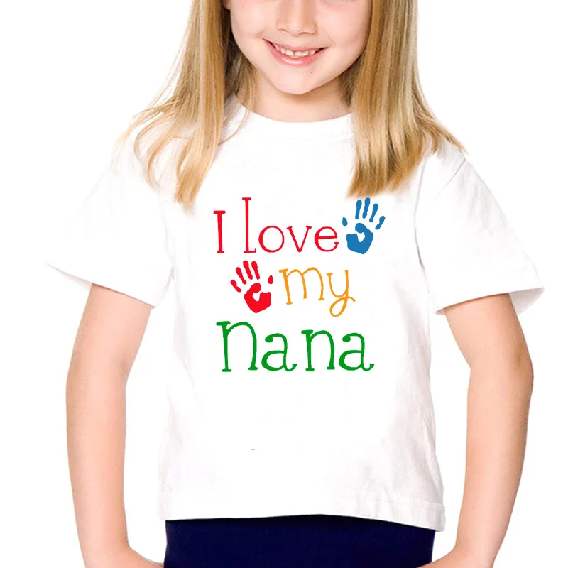 I Love My Nana/ Детская футболка для маленьких детей, Белая Футболка С коротким рукавом Для мальчиков И Девочек, Футболки, Топы, Повседневная Одежда Для Малышей
