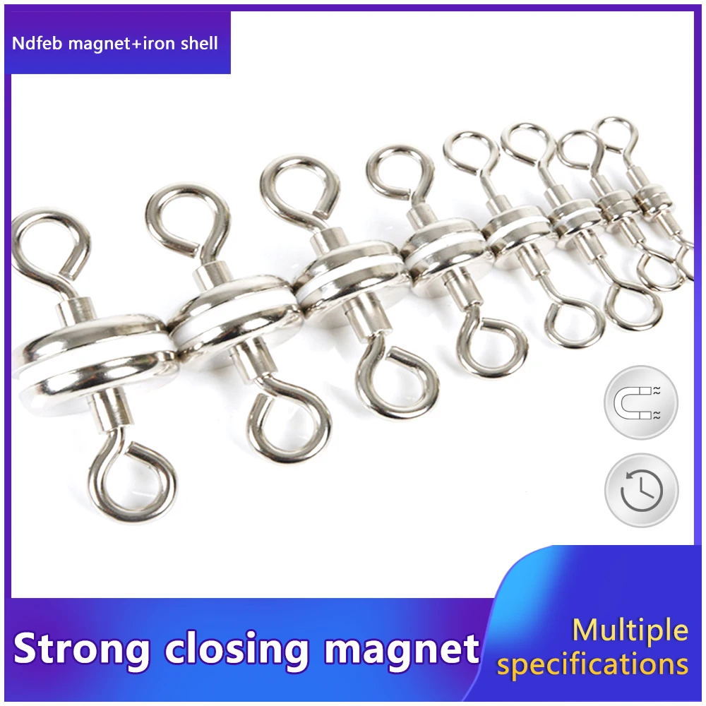 Сильный магнитный крючок D14 D16 NdFeB, круглый закрытый магнит, сильная магнитная рыболовная присоска, постоянный магнит от столкновений