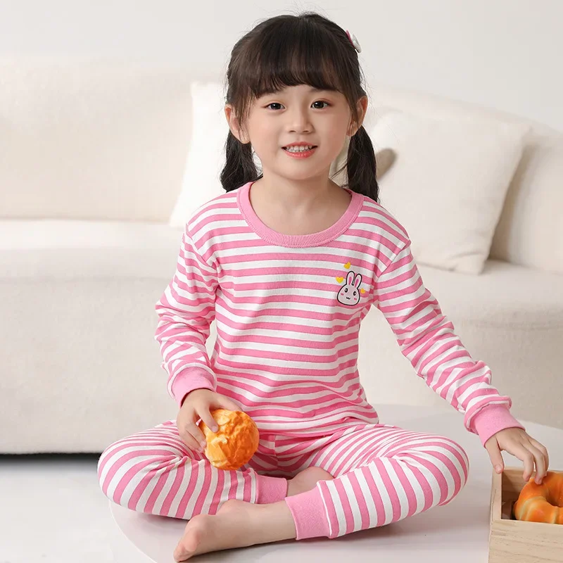 Пижамный костюм для маленьких мальчиков и девочек, детская пижама, комплект детского нижнего белья, Осенняя детская домашняя одежда с героями мультфильмов, комплект из двух предметов в Корейском стиле