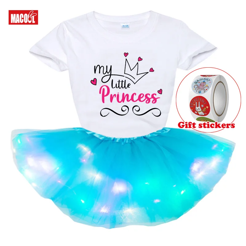 Потрясающая юбка для детской вечеринки, легкое платье с блестками, радужная юбка, пасхальное платье-пачка, детская футболка + юбка для девочек + детские наклейки