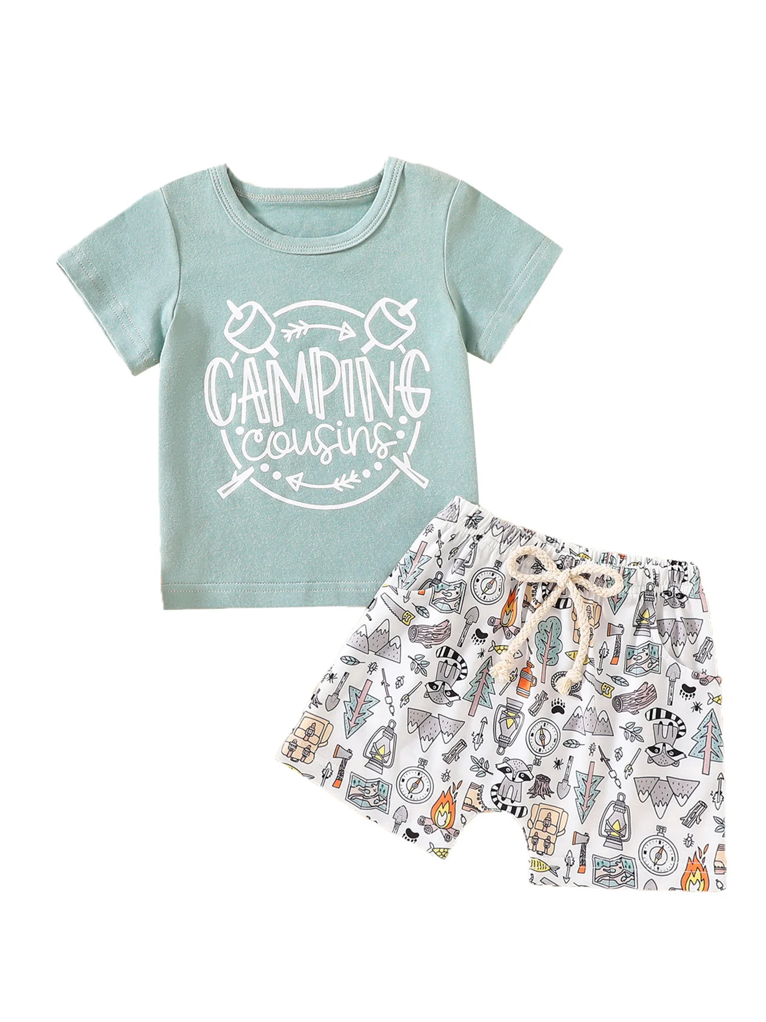 Летняя одежда для маленьких девочек, очаровательный комплект из 2 предметов, топы с короткими рукавами и шорты, Летняя одежда для маленьких девочек