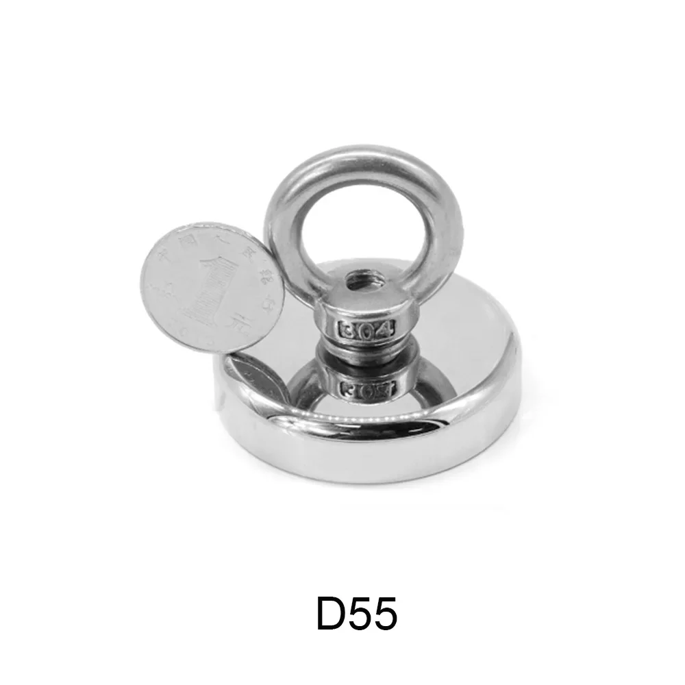 D55 Strong, Мощный Неодимовый магнит, Крючок для спасательной морской рыбалки, Магниты, Держатель для потягивания, Монтажная емкость с кольцом Диаметром 55 мм