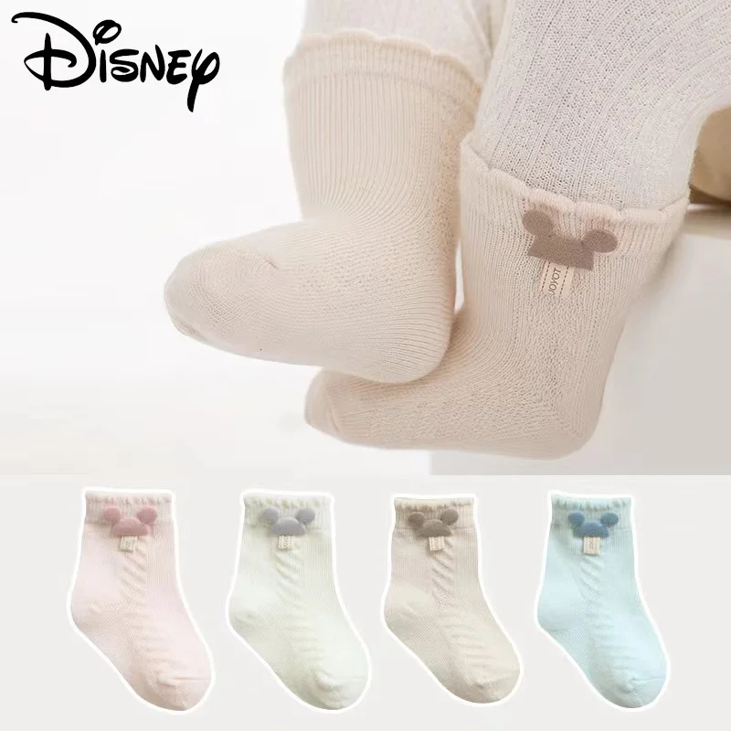 2023 Новые детские носки Disney с Микки Маусом, мультфильм Каваи, Весна-осень, Хлопковые Дышащие Мягкие носки для новорожденных для мальчиков и девочек