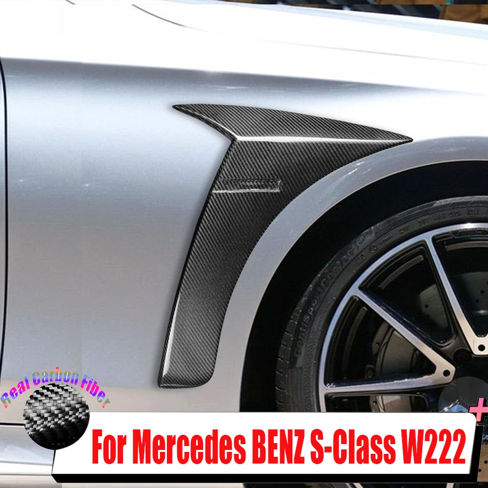 Накладка Сплиттера Бокового Вентиляционного Отверстия Крыла Из Настоящего Углеродного Волокна Для Mercedes BENZ S-Class W222 S400 S500 S550 S600 S63 S65 AMG 2014-19