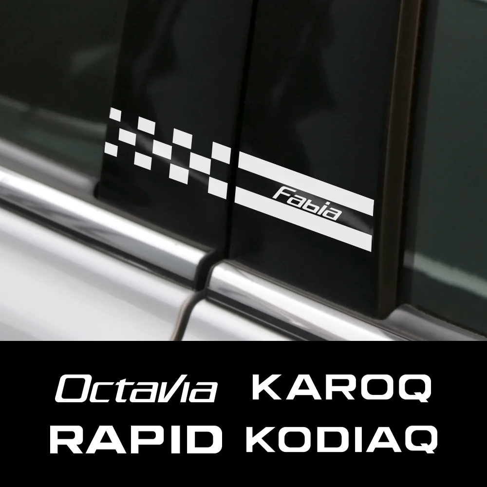 Автомобильные Наклейки B-Образная Стойка ПВХ Наклейки Автомобильные Аксессуары Для Skoda Superb Kodiaq Octavia Fabia Karoq Kamiq Rapid Scala Roomster Citigo