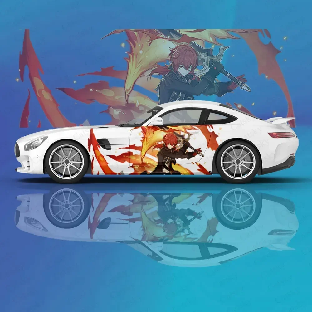 Автомобильная наклейка Genshin Impact Diluc Ragnvindr Защитная пленка Виниловая гоночная боковая обертка с графикой Аксессуары для обертывания аэрозольной краской автомобильные наклейки