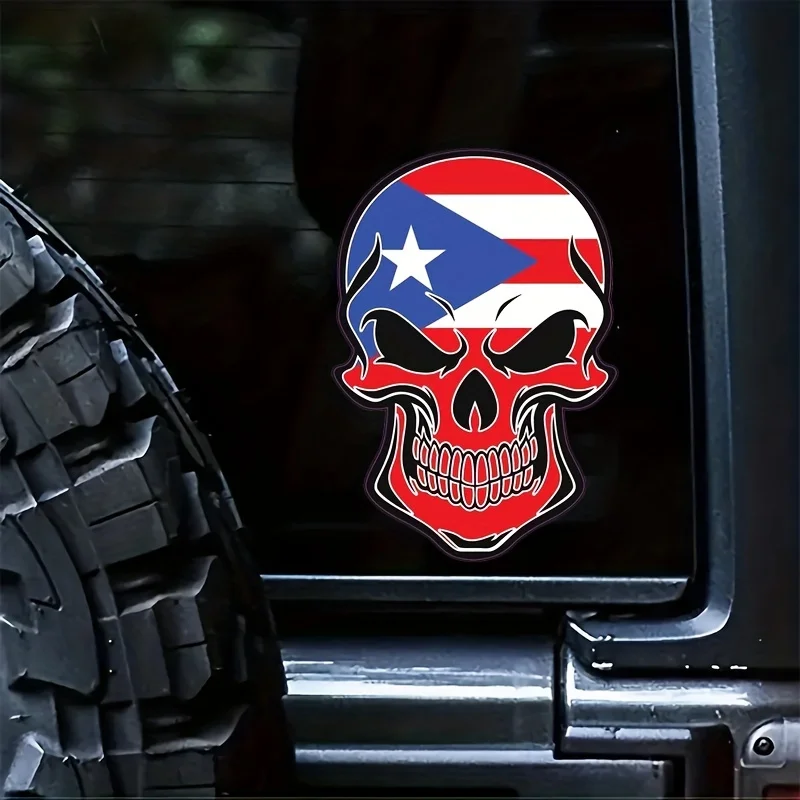 Виниловая наклейка с изображением Флага Пуэрто-Рико и черепа на автомобиль - Пуэрто-Рико Бампер - Гордо Пуэрториканская наклейка для ноутбуков S Trucks Vans Wate