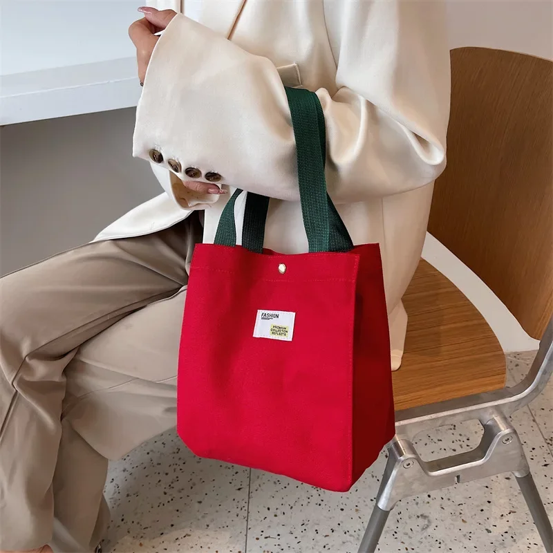 Корейская маленькая холщовая сумка-тоут для продуктов питания для женщин, покупательниц, Женские сумки, Мини-сумка для ланча из хлопчатобумажной ткани, Модные сумки для покупок для пикника